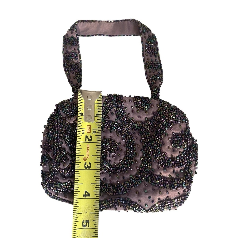 Vintage Style Beaded Satin Evening Kiss Lock Micro Mini Bag Purse Whimsigoth - Picture 7 of 8